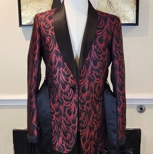 ASOS Elegant Red and Black Patterned Blazer Size 36
